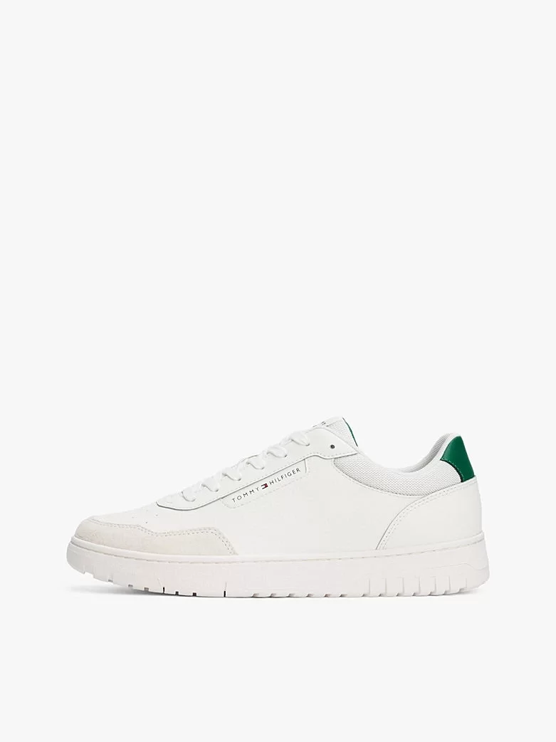 Tommy Hilfiger Erkek Beyaz Deri Karışımlı Basket Sneaker