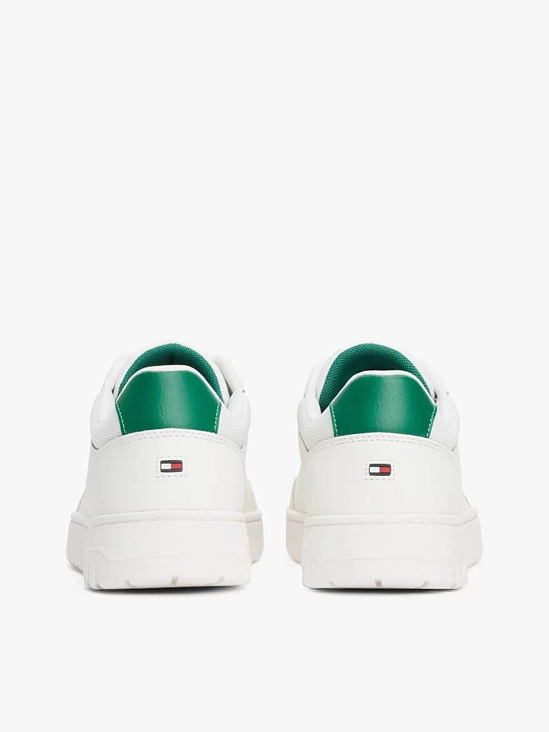 Tommy Hilfiger Erkek Beyaz Deri Karışımlı Basket Sneaker