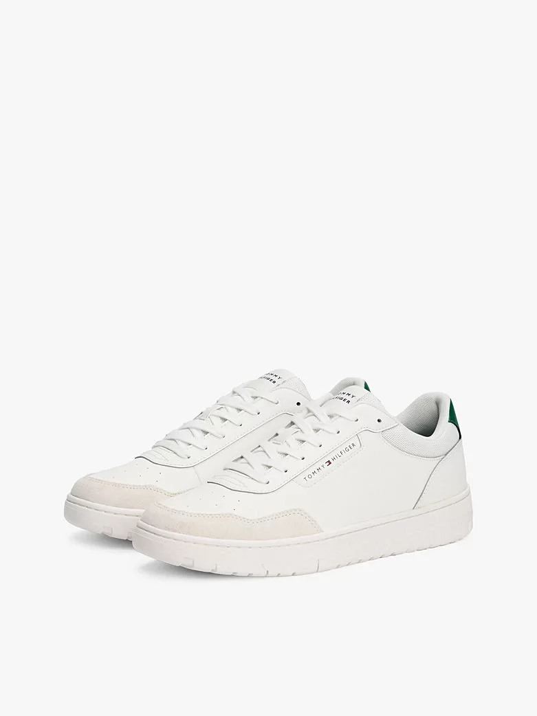Tommy Hilfiger Erkek Beyaz Deri Karışımlı Basket Sneaker