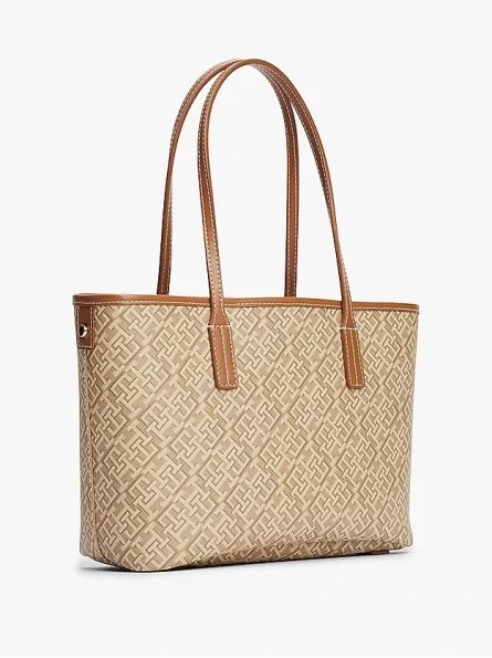 Tommy Hilfiger Kadın Kahverengi Monoplay Deri Tote Çanta