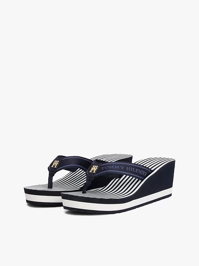 Tommy Hilfiger TH STRIPES WEDGE BEACH SANDAL Kadın  Terlik FW0FW08521DW6