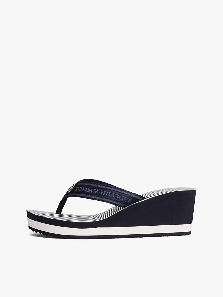 Tommy Hilfiger TH STRIPES WEDGE BEACH SANDAL Kadın  Terlik FW0FW08521DW6
