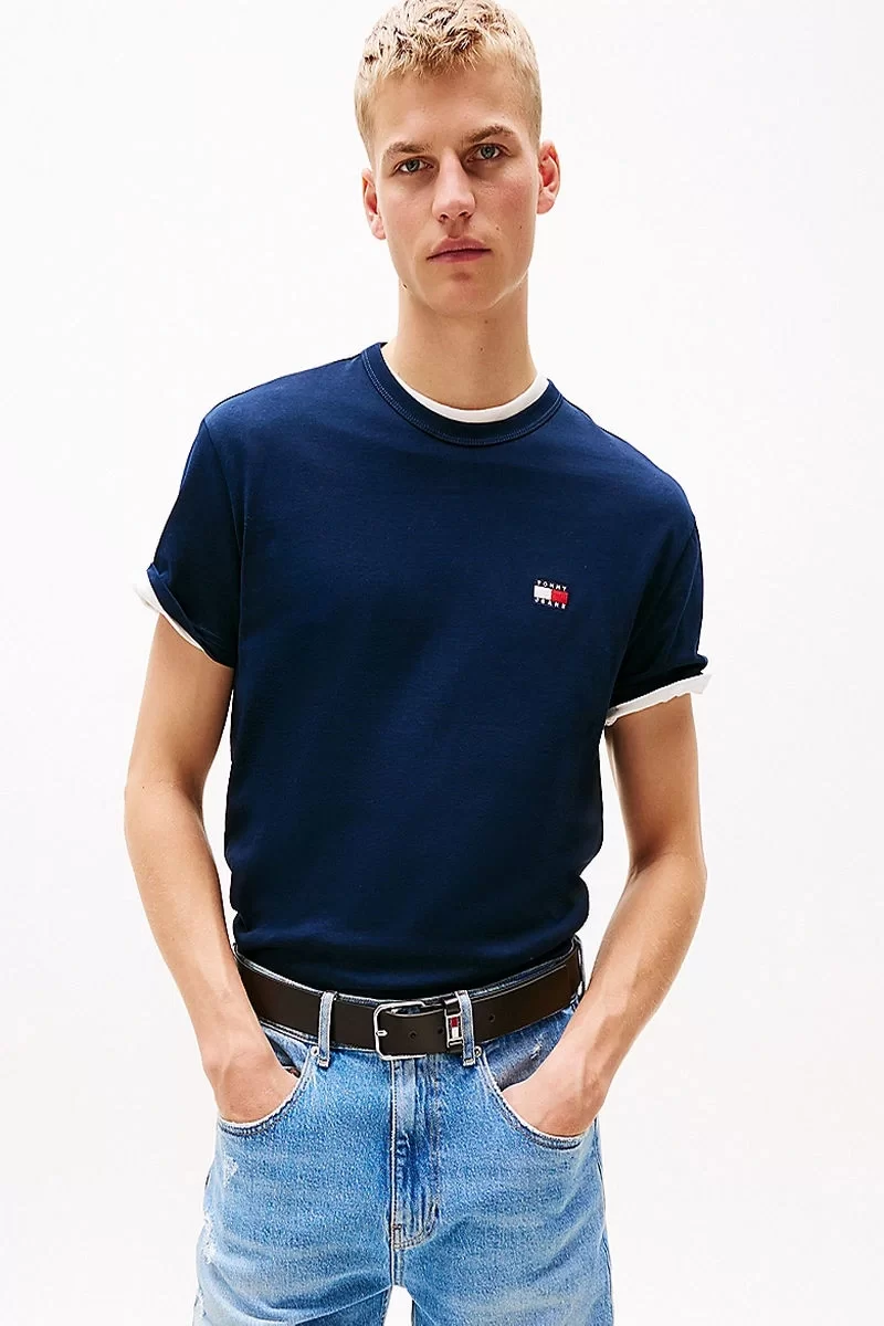 Tommy Jeans Erkek Lacivert Logolu T-Shirt