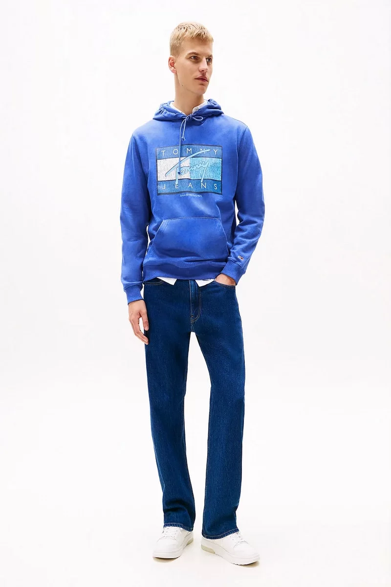 Tommy Jeans TJM REG DNA FLAG TWIST HOOD EXT Erkek MAVİ Sweatshirt DM0DM21100C6E