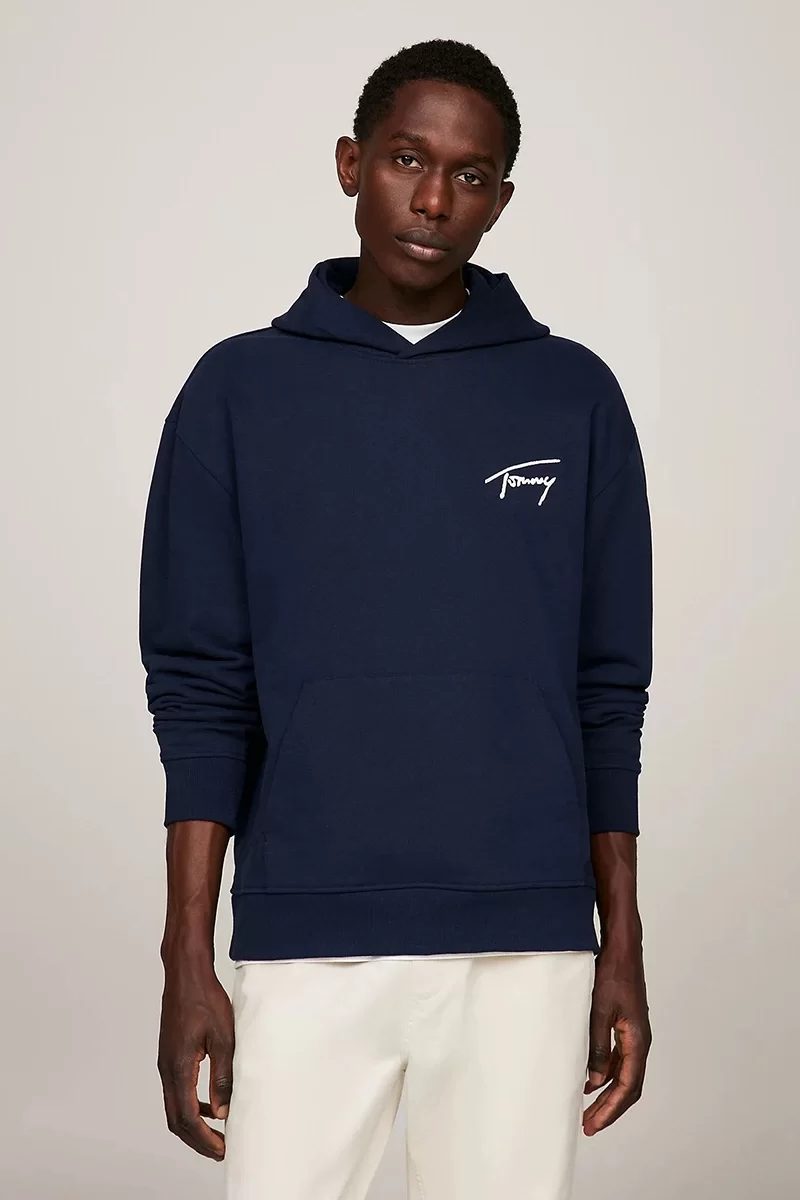 Tommy Hilfiger TJM RLX SIGNATURE HOODIE EXT Erkek Lacivert Sweatshirt DM0DM17990C1G