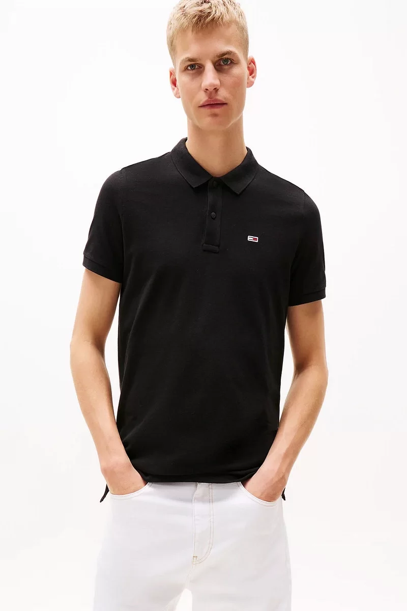 Tommy Hilfiger Erkek  Siyah Slim Fit  Polo T-Shirt