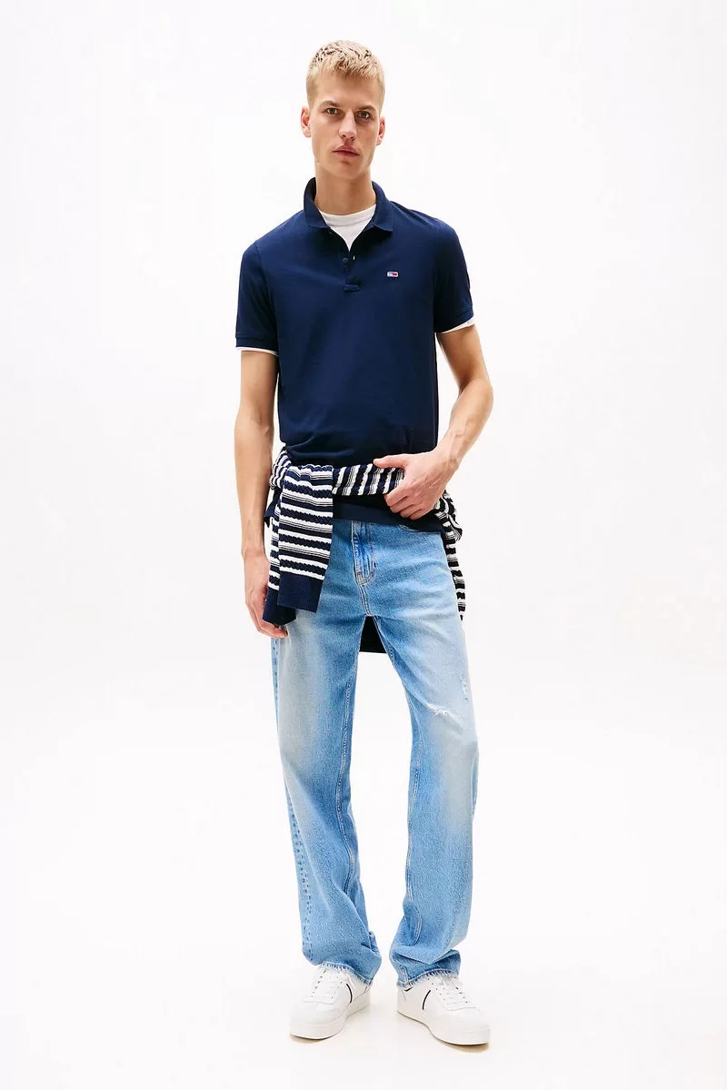 Tommy Hilfiger Erkek  Lacivert Slim Fit Polo T-Shirt
