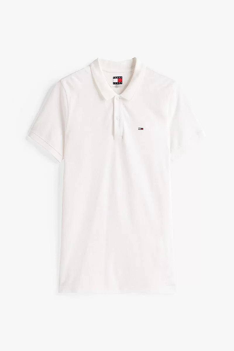Tommy Jeans TJM SLIM PLACKET POLO EXT Erkek BEYAZ T-shirt DM0DM20676YBL