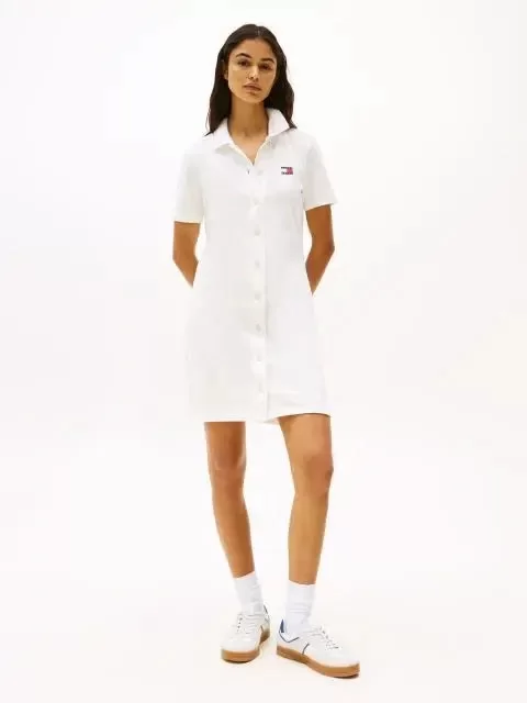 Tommy Jeans TJW BADGE PIQUE POLO DRESS Kadın  Elbise DW0DW20302YBL