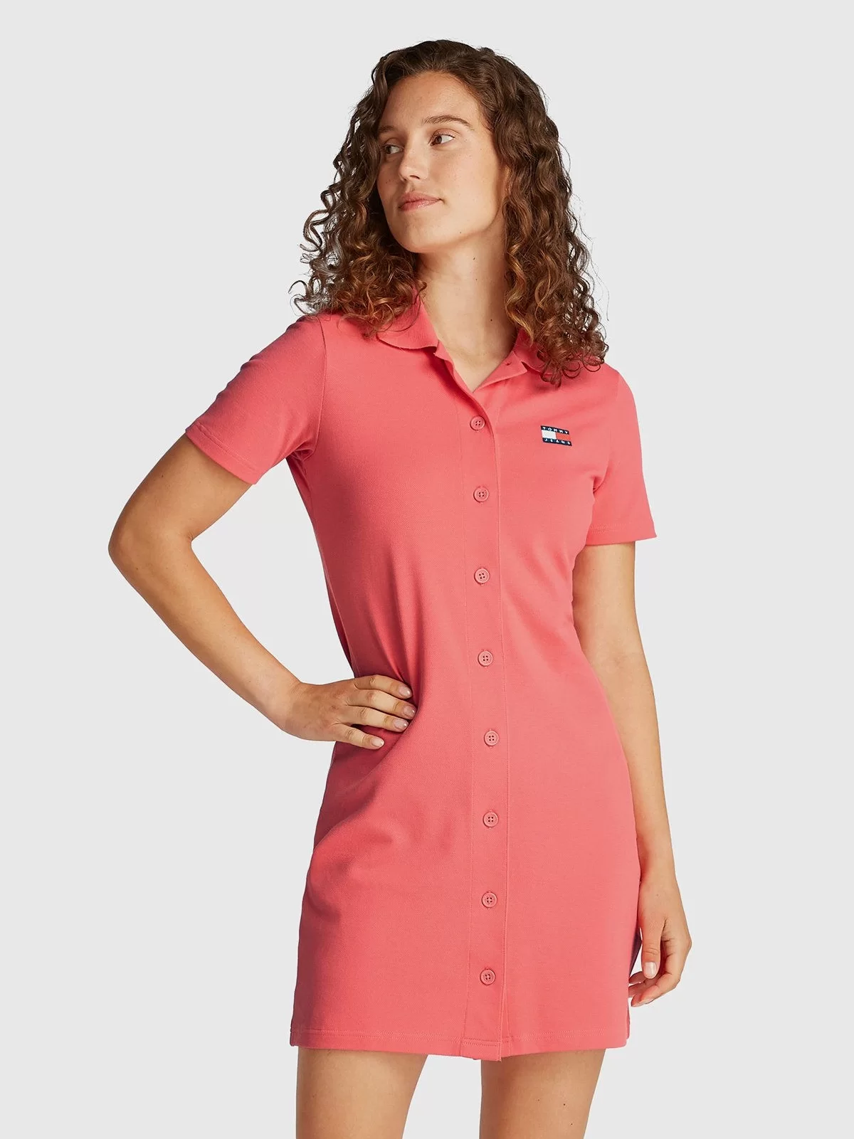 Tommy Jeans TJW BADGE PIQUE POLO DRESS Kadın  Elbise DW0DW20302XI2