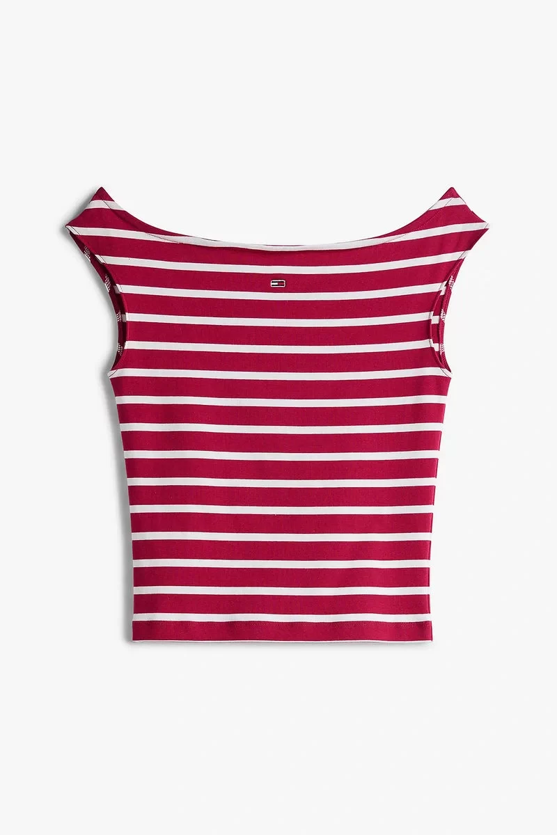 Tommy Jeans TJW BOAT NECK TOP SS EXT Kadın kırmızı T-shirt DW0DW20234XIP