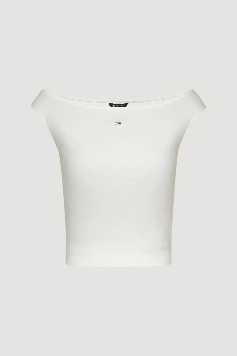 Tommy Jeans TJW BOAT NECK TOP SS EXT Kadın beyaz T-shirt DW0DW20234YBL