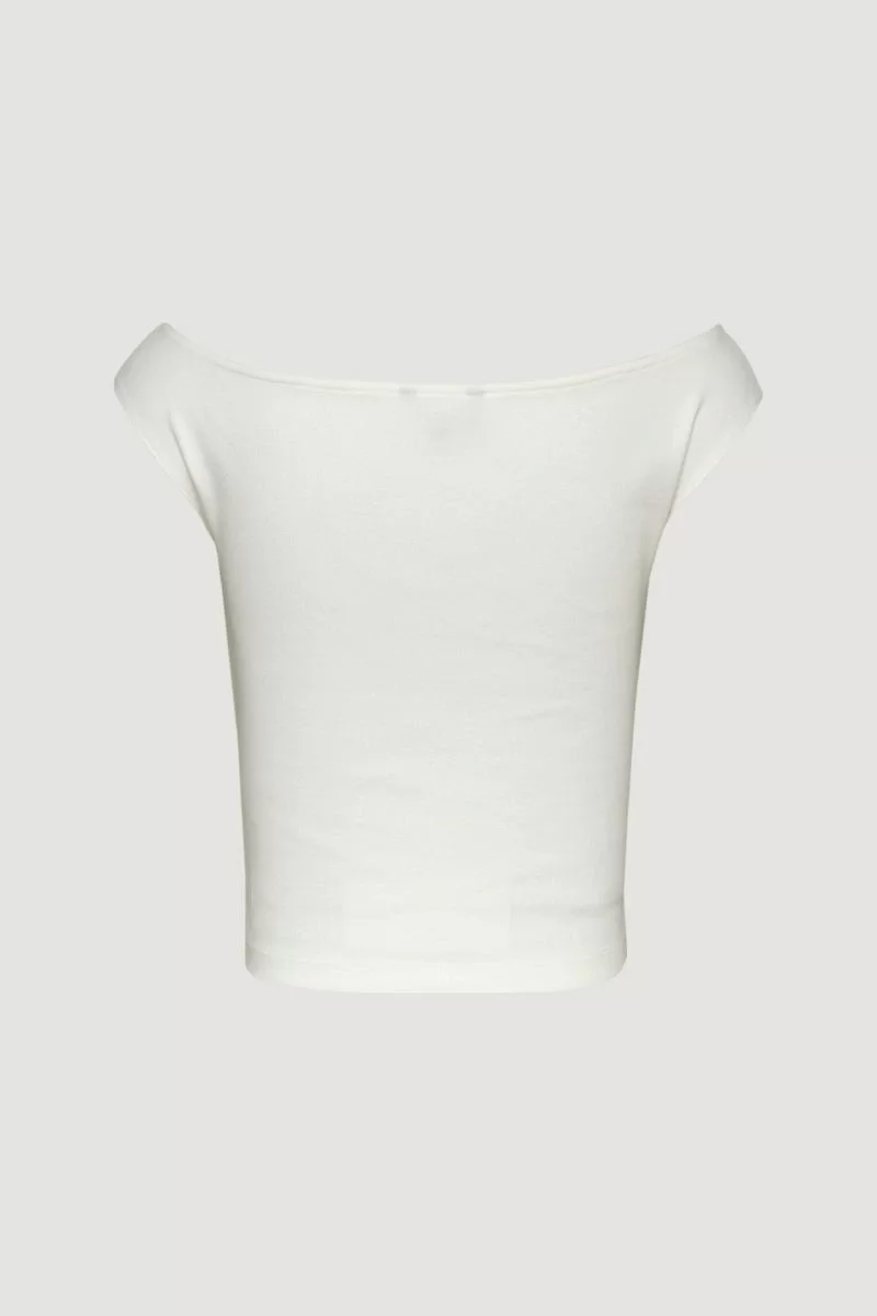Tommy Jeans TJW BOAT NECK TOP SS EXT Kadın beyaz T-shirt DW0DW20234YBL