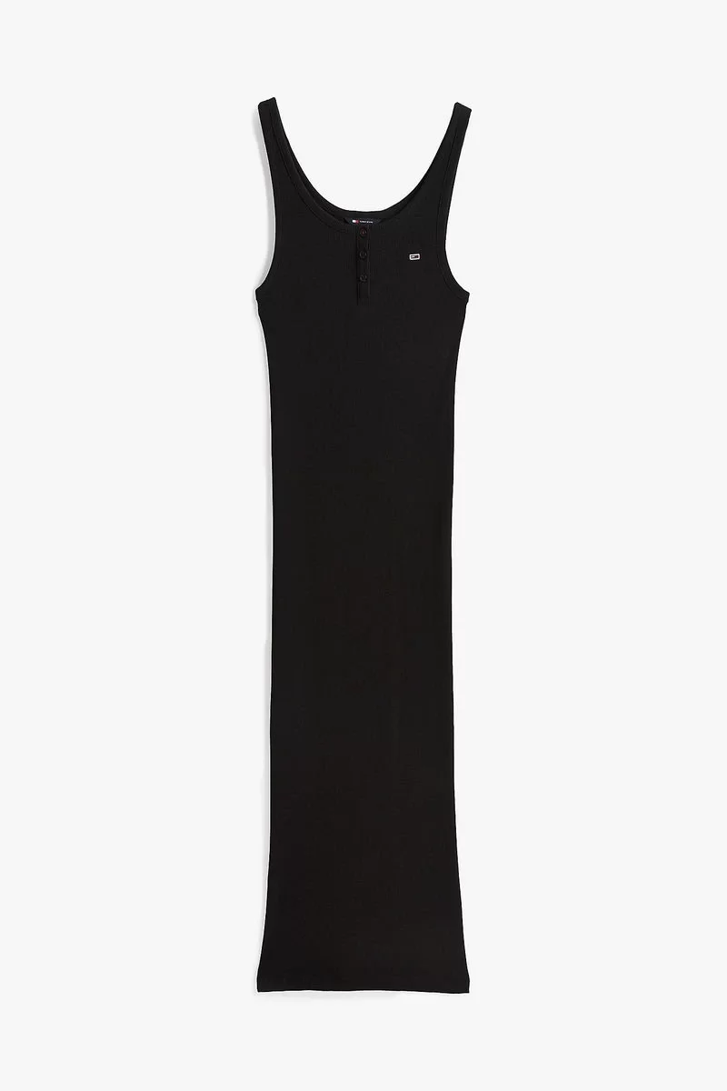 Tommy Jeans TJW BUTTON TANK DRESS Kadın siyah Elbise DW0DW19477BDS