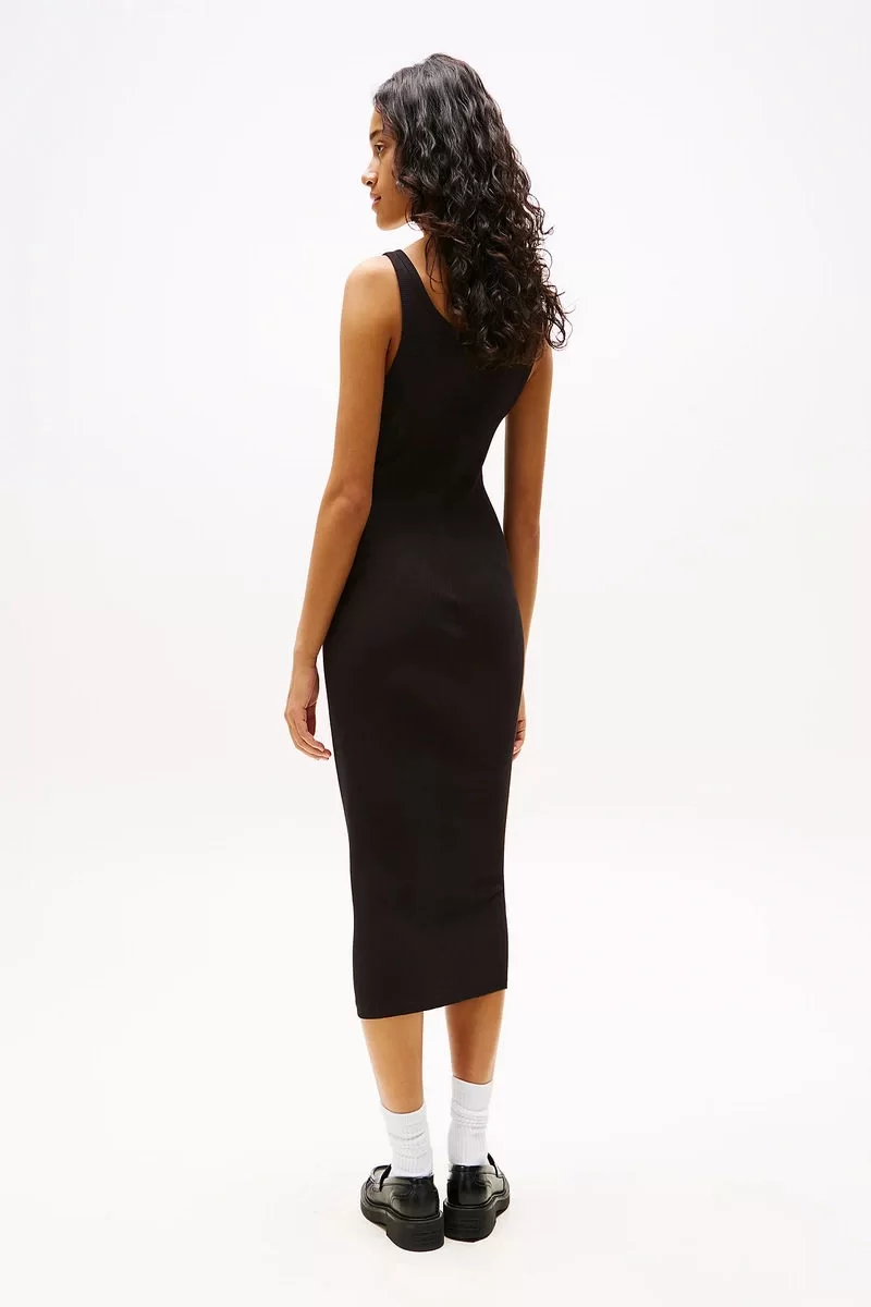 Tommy Jeans TJW BUTTON TANK DRESS Kadın siyah Elbise DW0DW19477BDS