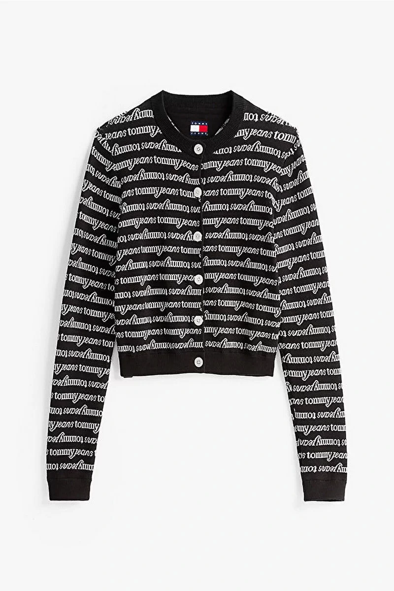 Tommy Jeans TJW CRP SCRIPT AOP CARDIGAN Kadın siyah Hırka DW0DW193400GM