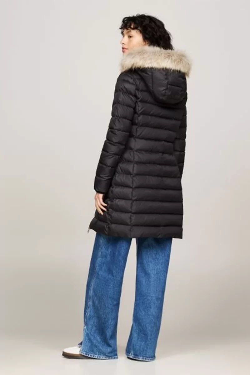 Tommy Jeans TJW ESSENTIAL HOODED DOWN COAT Kadın SİYAH Mont DW0DW18864BDS