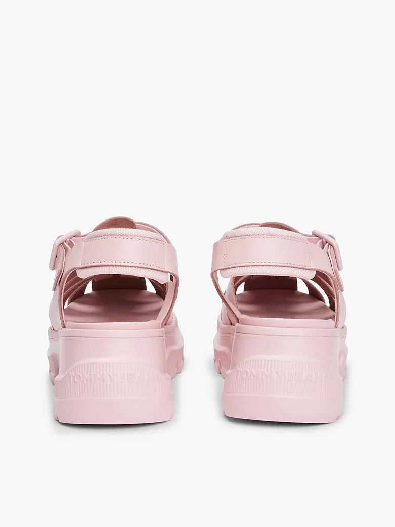 Tommy Hilfiger Kadın Pembe Deri Kalın Taban Balıkçı Sandalet