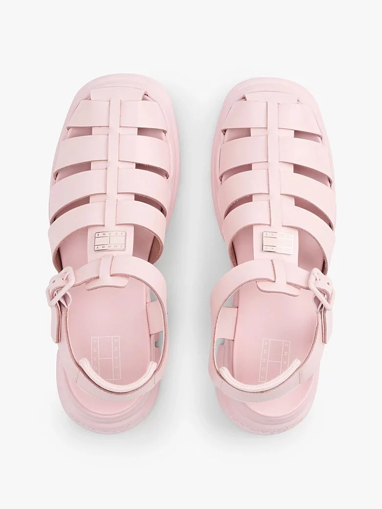 Tommy Hilfiger Kadın Pembe Deri Kalın Taban Balıkçı Sandalet