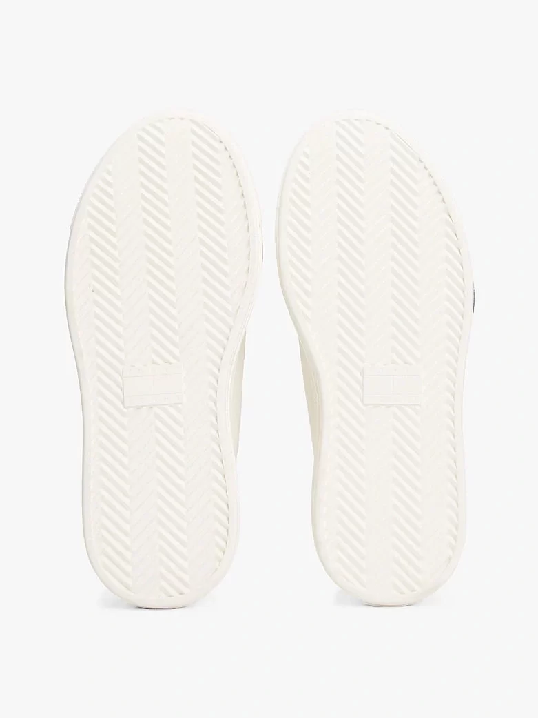 Tommy Hilfiger Kadın Bej Platform Tabanlı Kanvas Sneaker