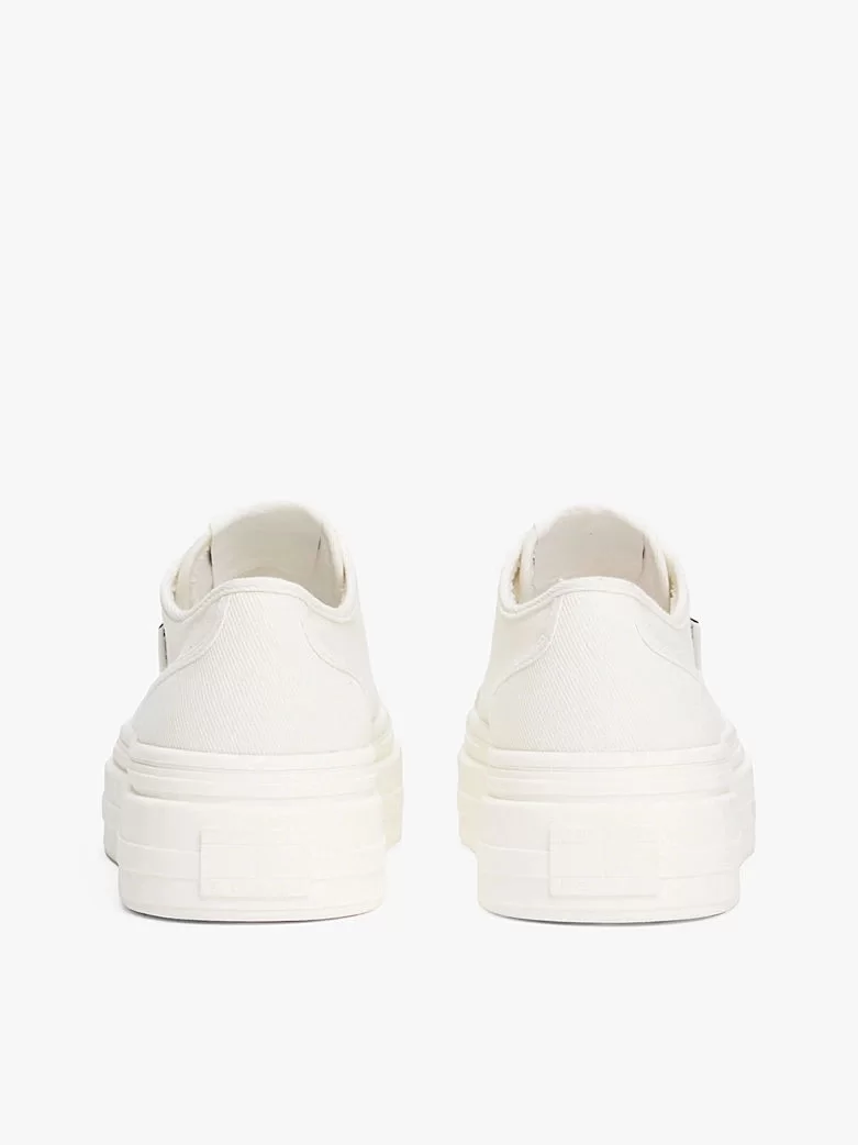 Tommy Hilfiger Kadın Bej Platform Tabanlı Kanvas Sneaker