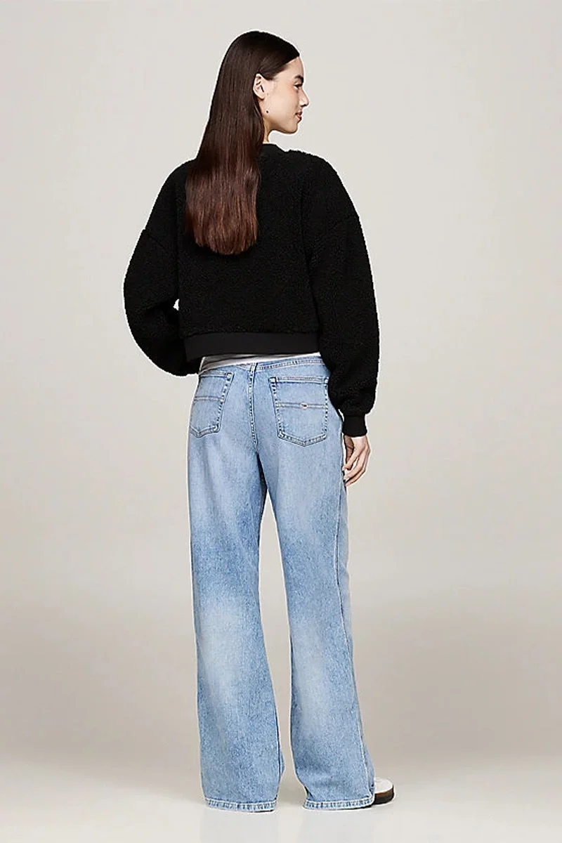 Tommy Jeans TJW OVS TEDDY CREW Kadın SİYAH Sweatshirt DW0DW18770BDS