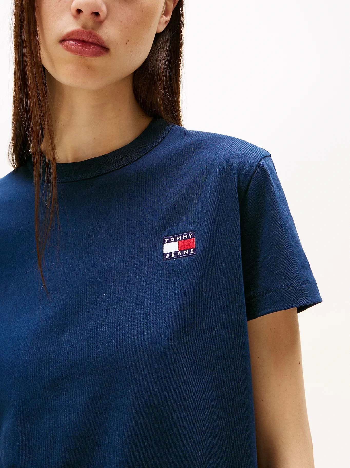 Tommy Jeans Erkek Lacivert  Badge Crew Yaka Tişört