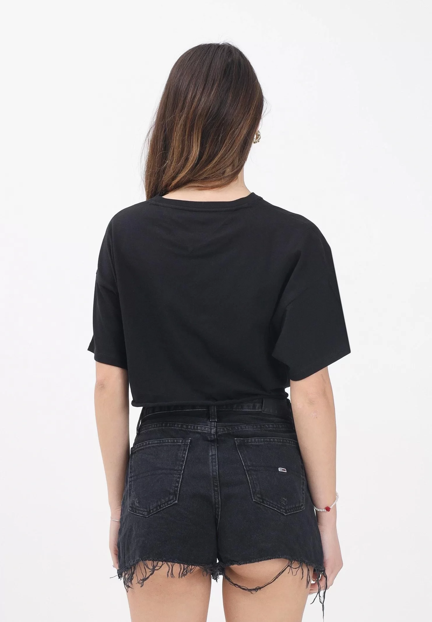 Tommy Jeans TJW REG WAIST TIE BADGE TEE EXT Kadın  Crop DW0DW20321BDS