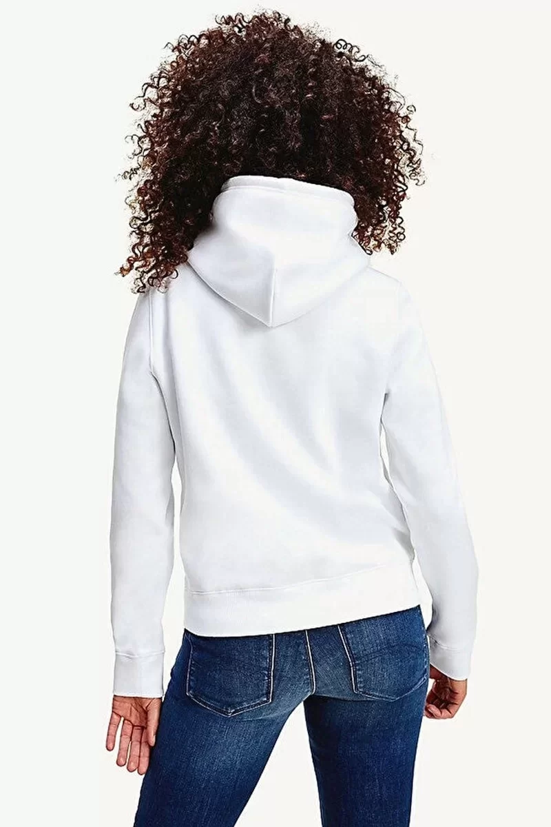 Tommy Hilfiger TJW REGULAR FLEECE HOODIE Kadın Beyaz Sweatshirt DW0DW09228YBR