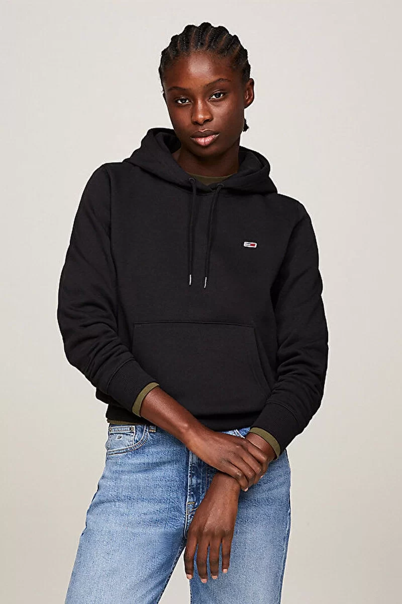 Tommy Hilfiger Kadın Siyah Kapüşonlu Sweatshirt