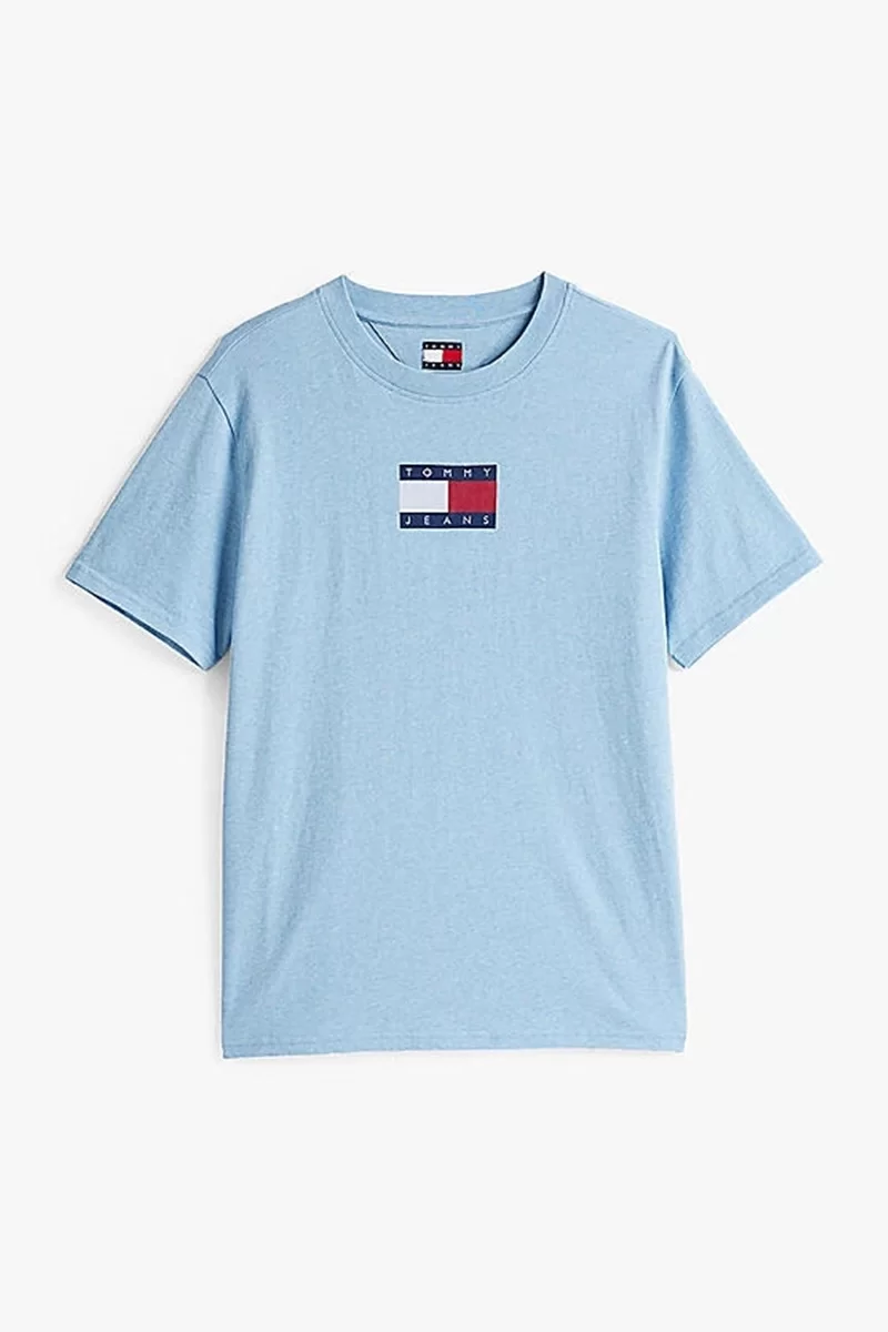 Tommy Hilfiger Kadın Mavi Logolu Rahat Kesim T-Shirt