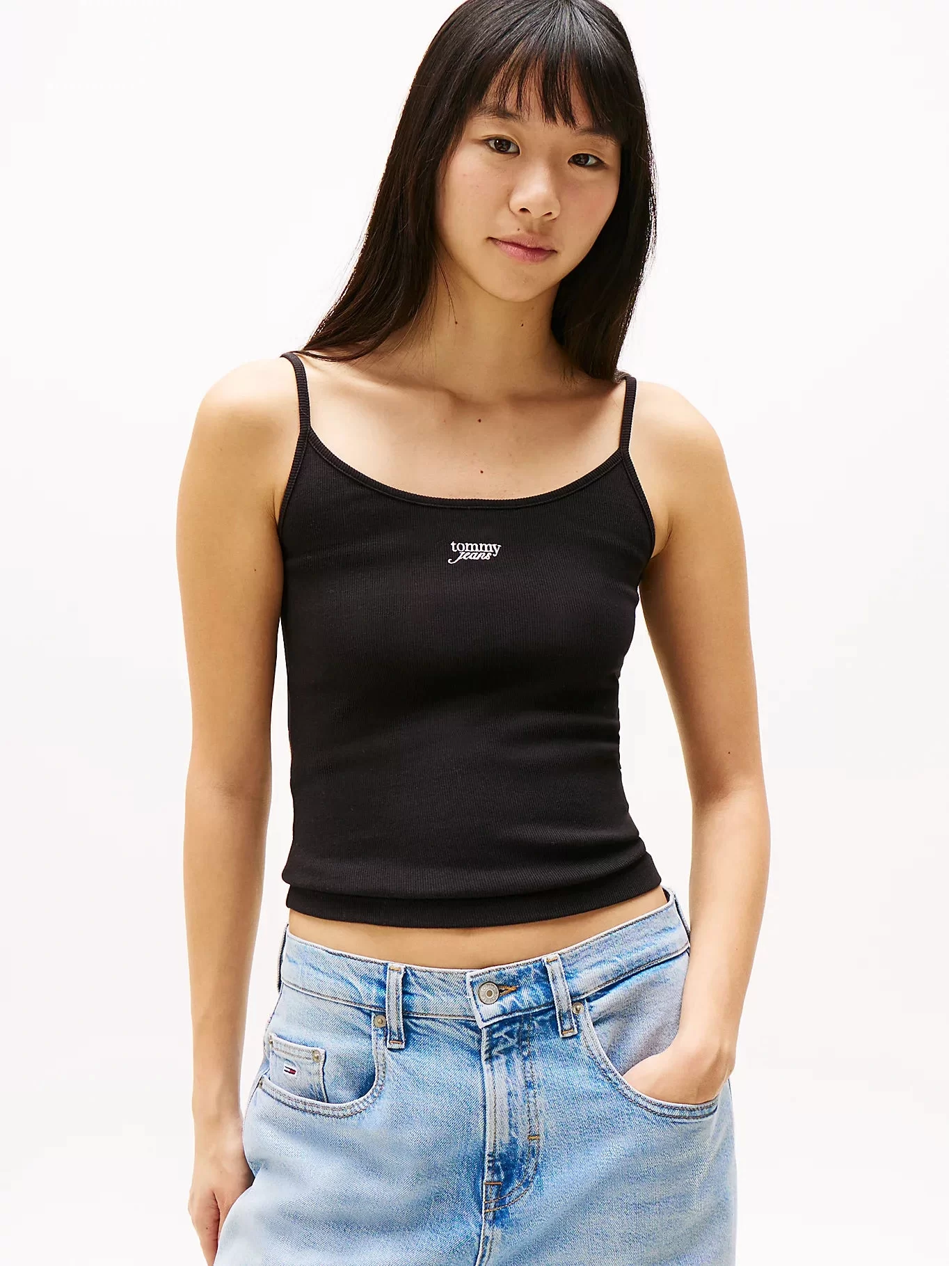 Tommy Jeans TJW SCRIPT STRAPPY TOP Kadın  Atlet DW0DW20241BDS