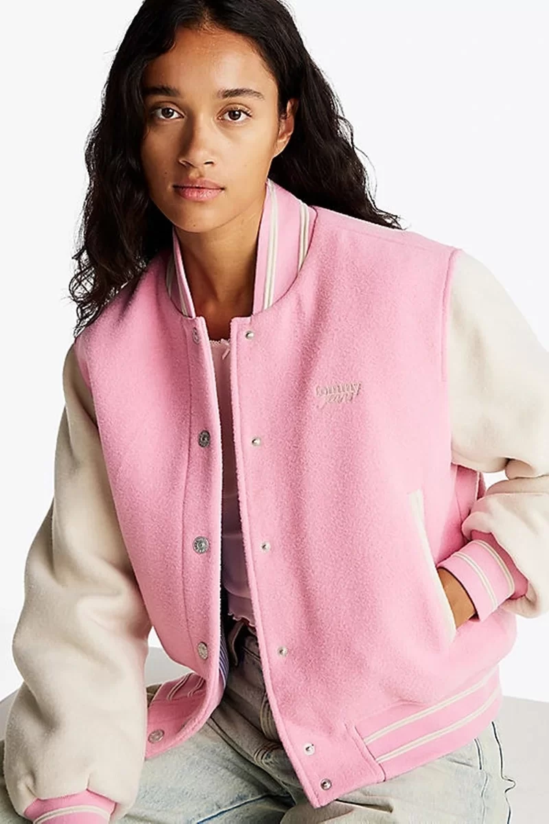 Tommy Jeans TJW WOOL VARSITY JACKET EXT Kadın pembe Ceket DW0DW19320TPF
