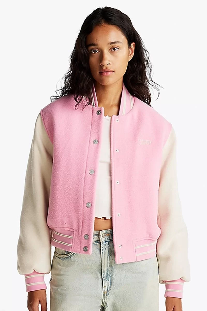 Tommy Jeans TJW WOOL VARSITY JACKET EXT Kadın pembe Ceket DW0DW19320TPF