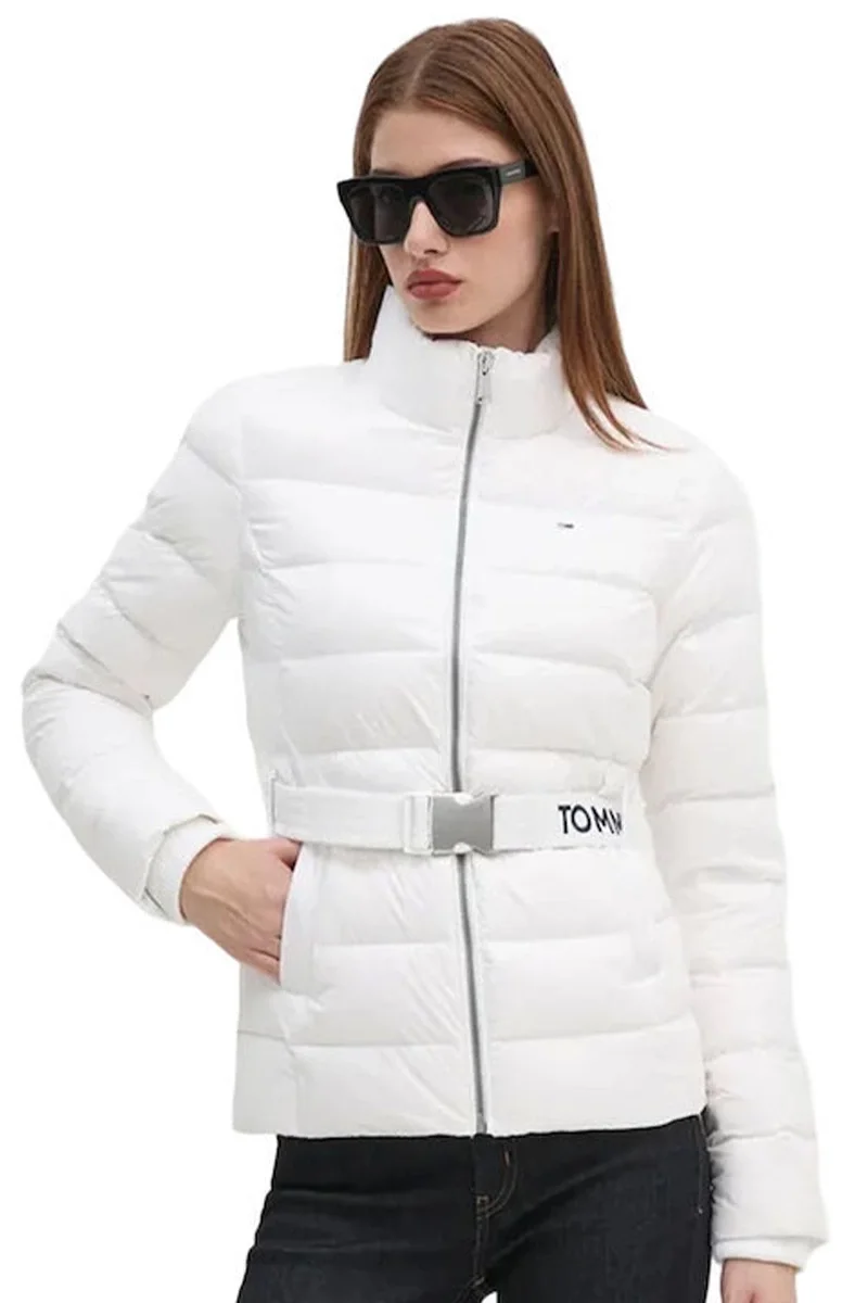 Tommy Jeans TJW BRANDED BELT DOWN JACKET Kadın Beyaz Mont DW0DW18826YBR