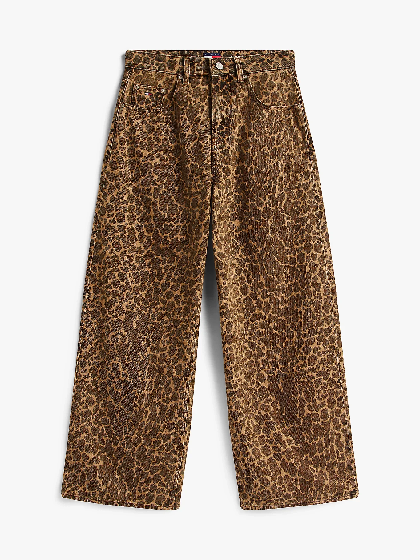 Tommy Hilfiger Charlie Orta Bel Bol Kesim Geniş Leopar Kadın Mavi Jeans DW0DW218331CE