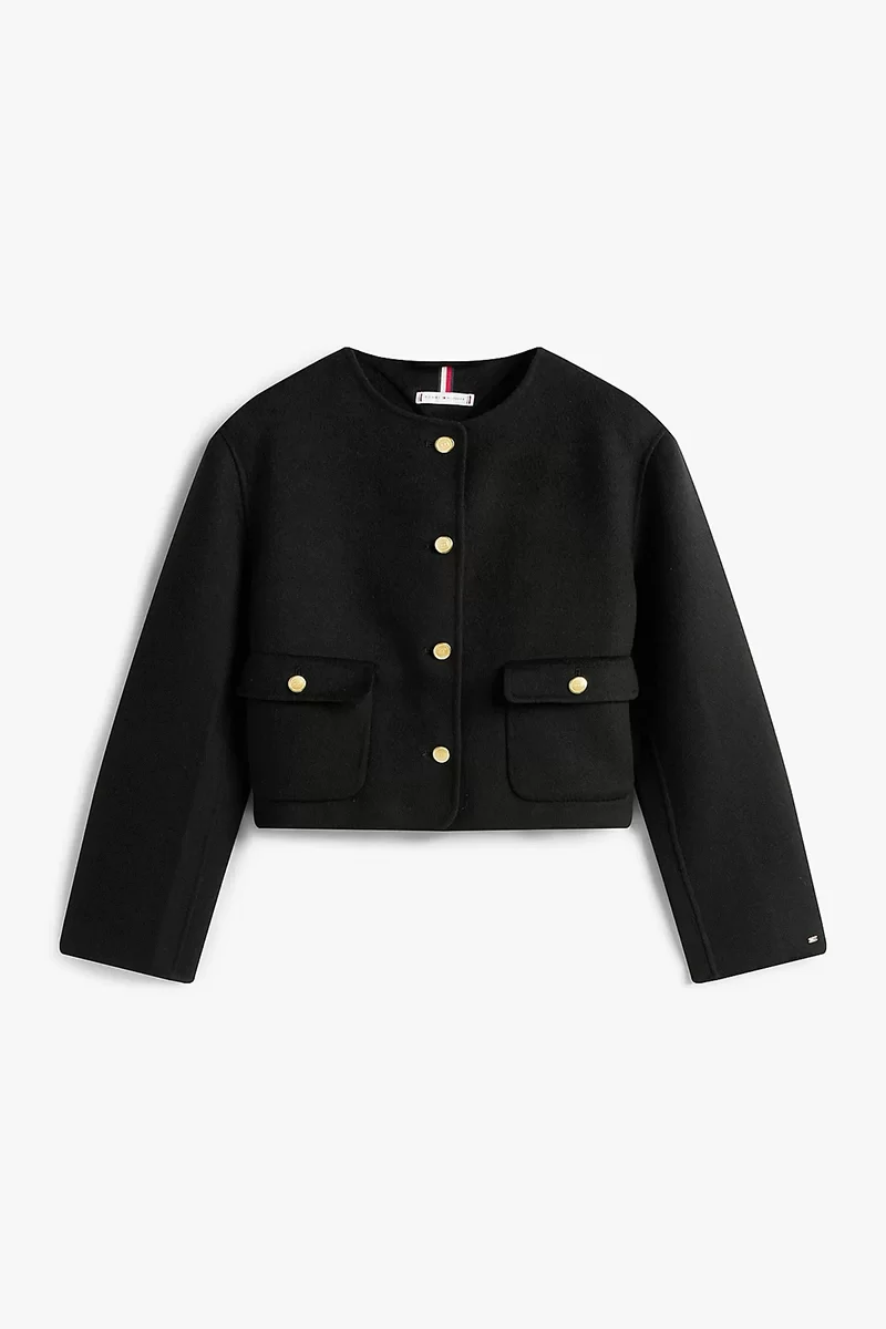 Tommy Hilfiger Çift Taraflı Yün Karışımlı Normal Kesim Kadın Siyah  Ceket WW0WW47446BDS