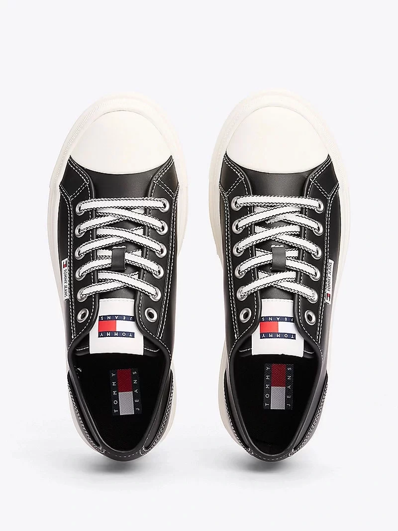 Tommy Hilfiger Kadın Deri Kontrast Dikişli Platform Sneaker