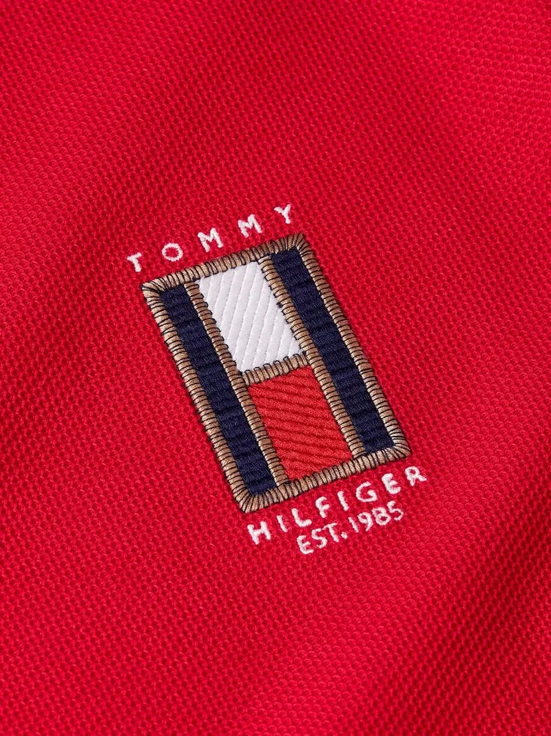 Tommy Hilfiger VERTICAL FLAG REG POLO Erkek kırmızı T-shirt MW0MW36790XLD