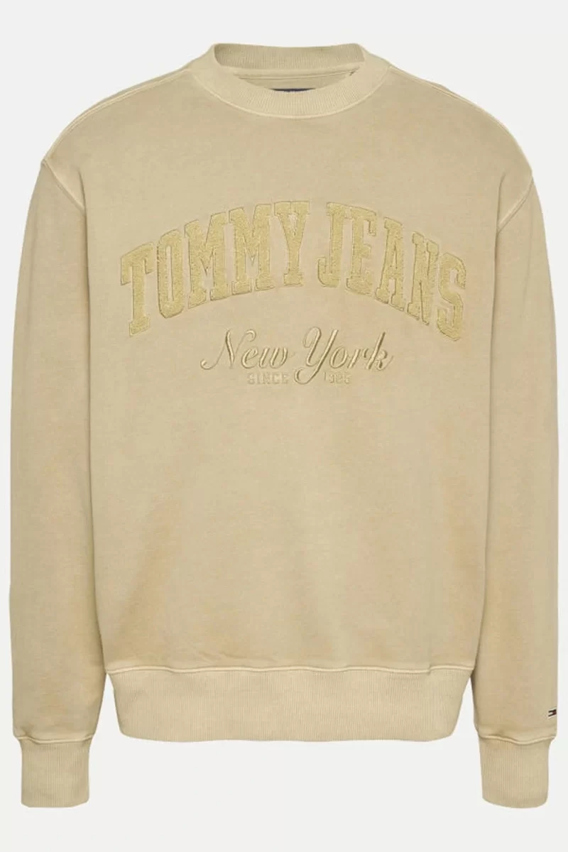 Tommy Jeans TJM RLX VINTAGE VARSITY CREW Erkek BEJ Sweatshirt DM0DM20262ACT