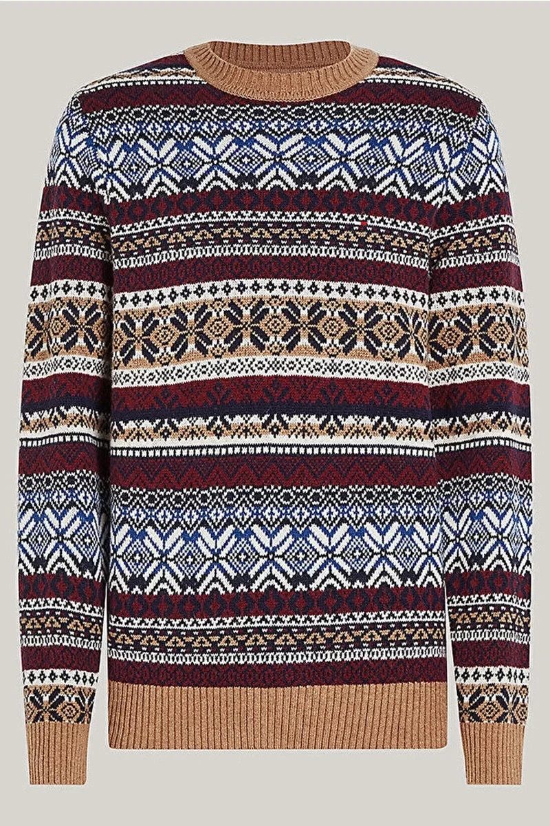 Tommy Hilfiger GIFTING WOOL BLEND FAIRISLE C NK Erkek KAHVERENGİ Kazak MW0MW370260HD