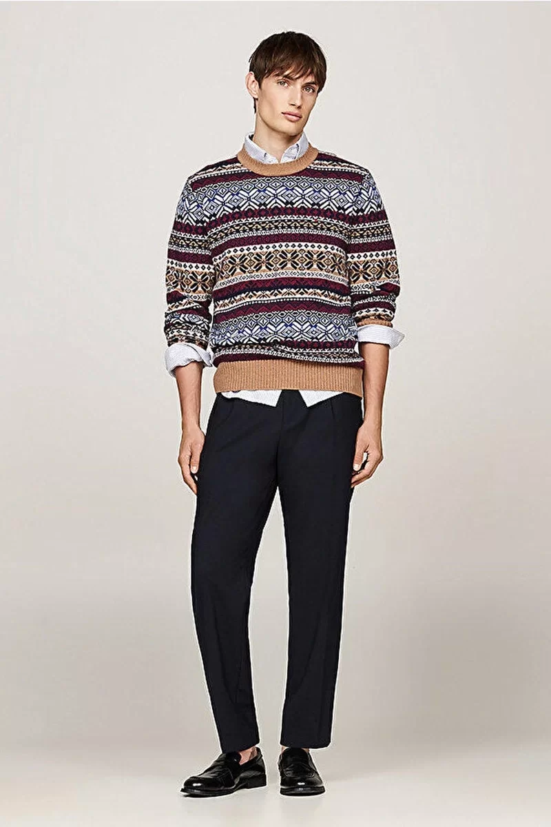 Tommy Hilfiger GIFTING WOOL BLEND FAIRISLE C NK Erkek KAHVERENGİ Kazak MW0MW370260HD