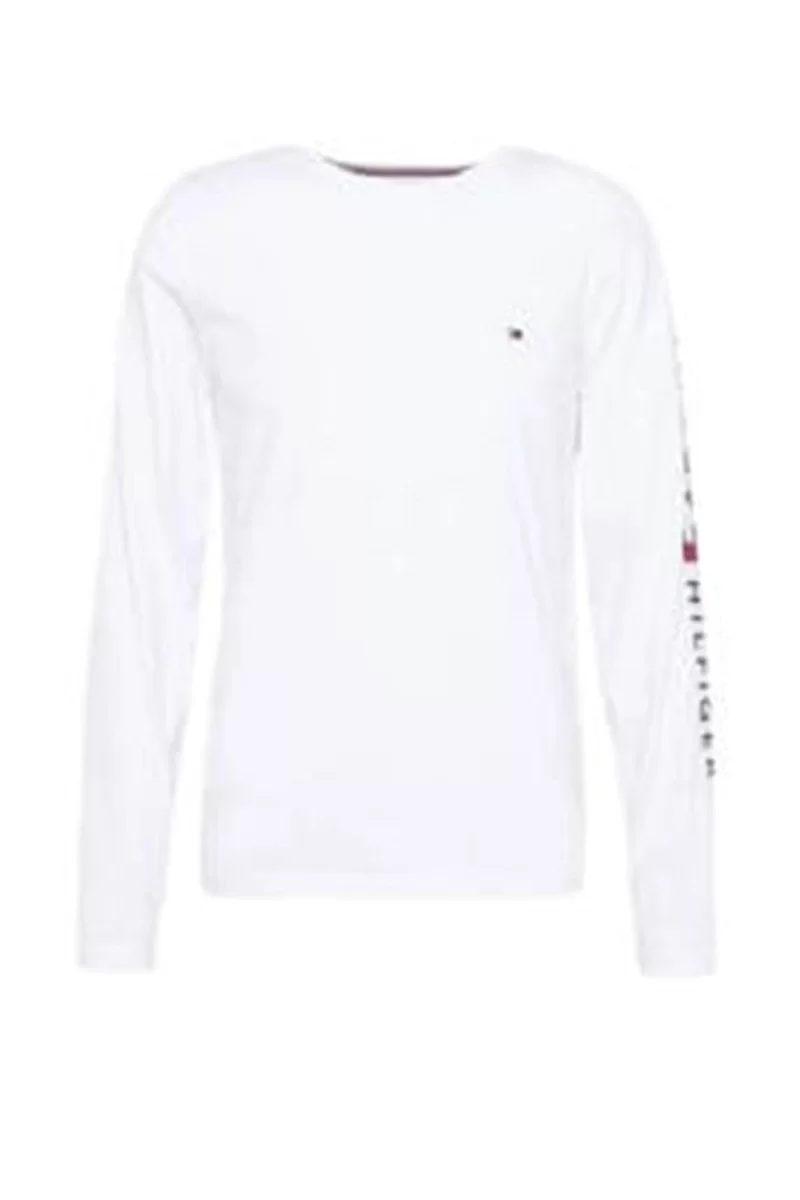 Tommy Hilfiger TOMMY LOGO LONG SLEEVE TEE Erkek beyaz Sweatshirt MW0MW09096YBR