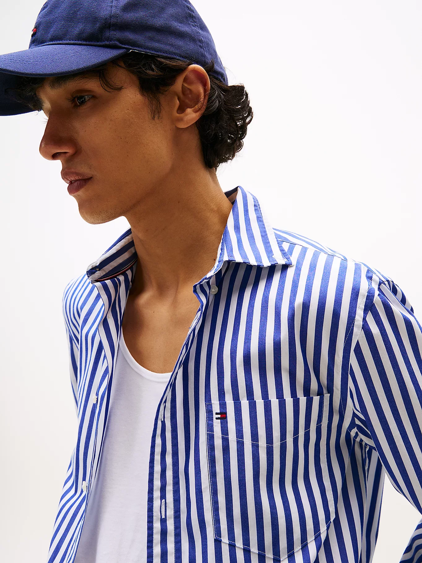 Tommy Hilfiger Erkek Flex Poplin Bold Mavi Gömlek MW0MW394510A4
