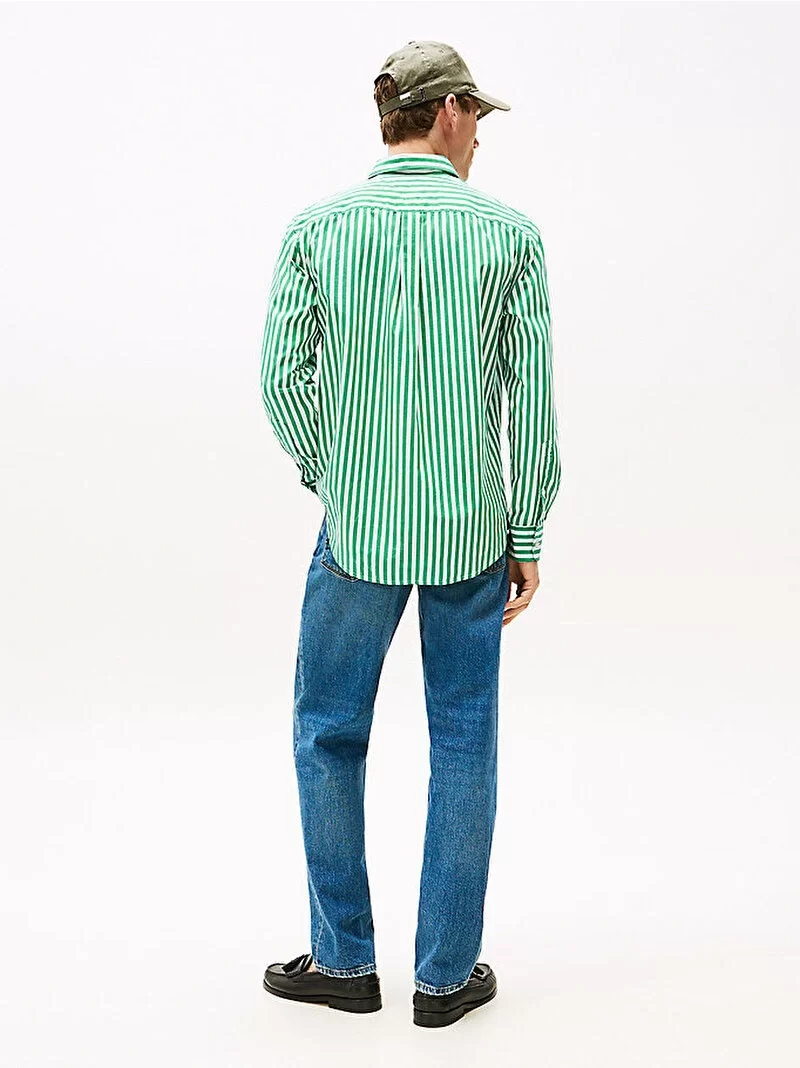 Tommy Hilfiger Erkek Flex Poplin Bold Yeşil  Gömlek MW0MW394510CD