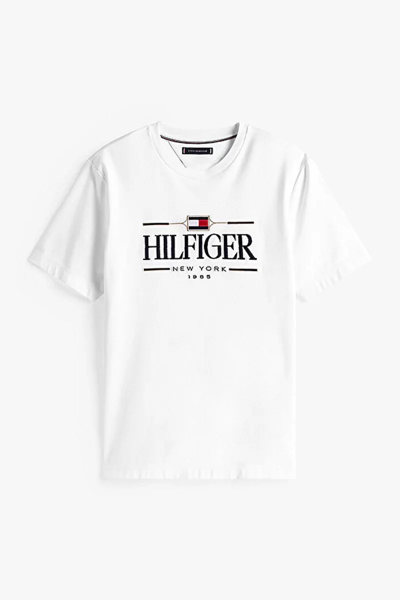 Tommy Hilfiger Erkek İkonik Hilfiger Beyaz T-shirt MW0MW39585YBR