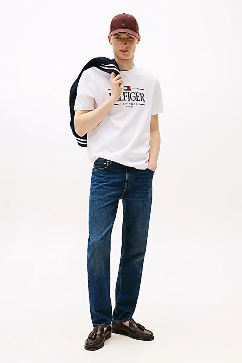 Tommy Hilfiger Erkek İkonik Hilfiger Beyaz T-shirt MW0MW39585YBR