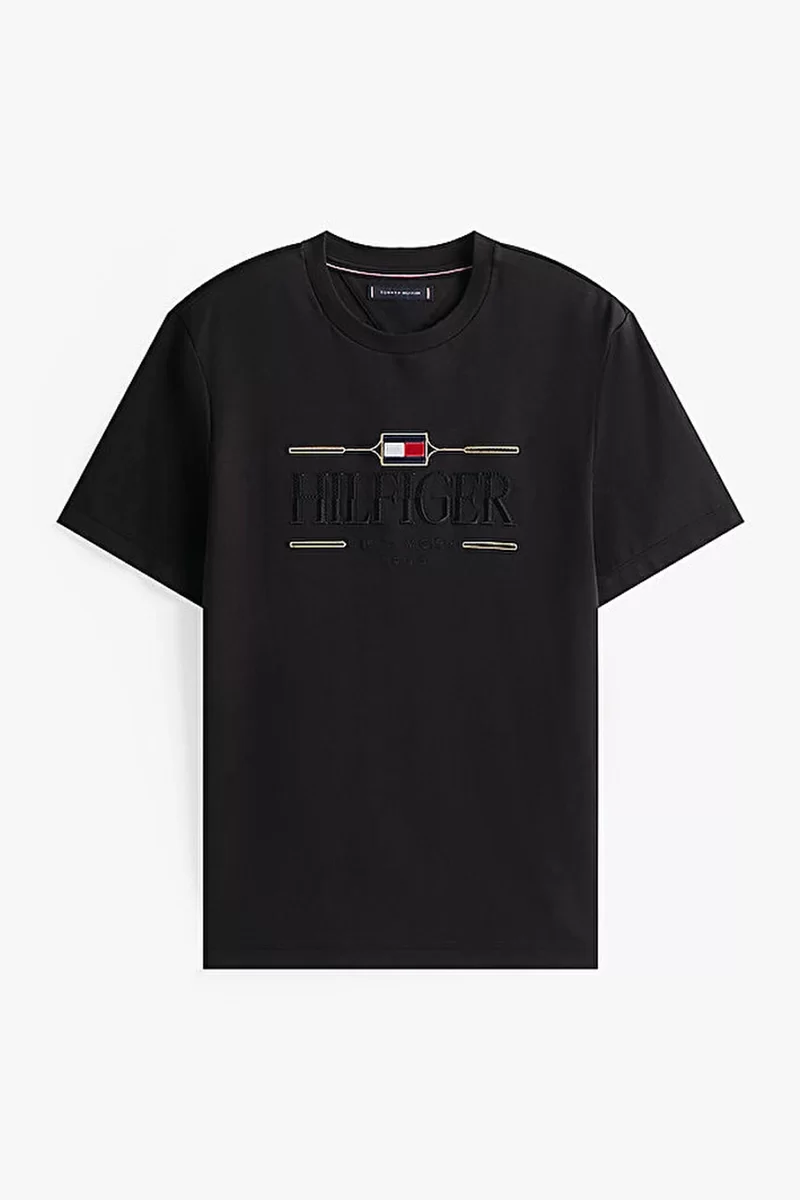 Tommy Hilfiger Erkek İkonik Hilfiger Siyah T-shirt MW0MW39585BDS