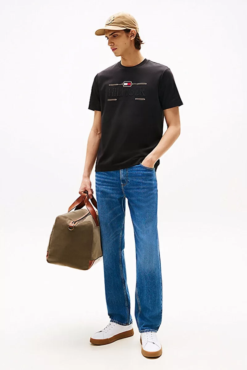 Tommy Hilfiger Erkek İkonik Hilfiger Siyah T-shirt MW0MW39585BDS