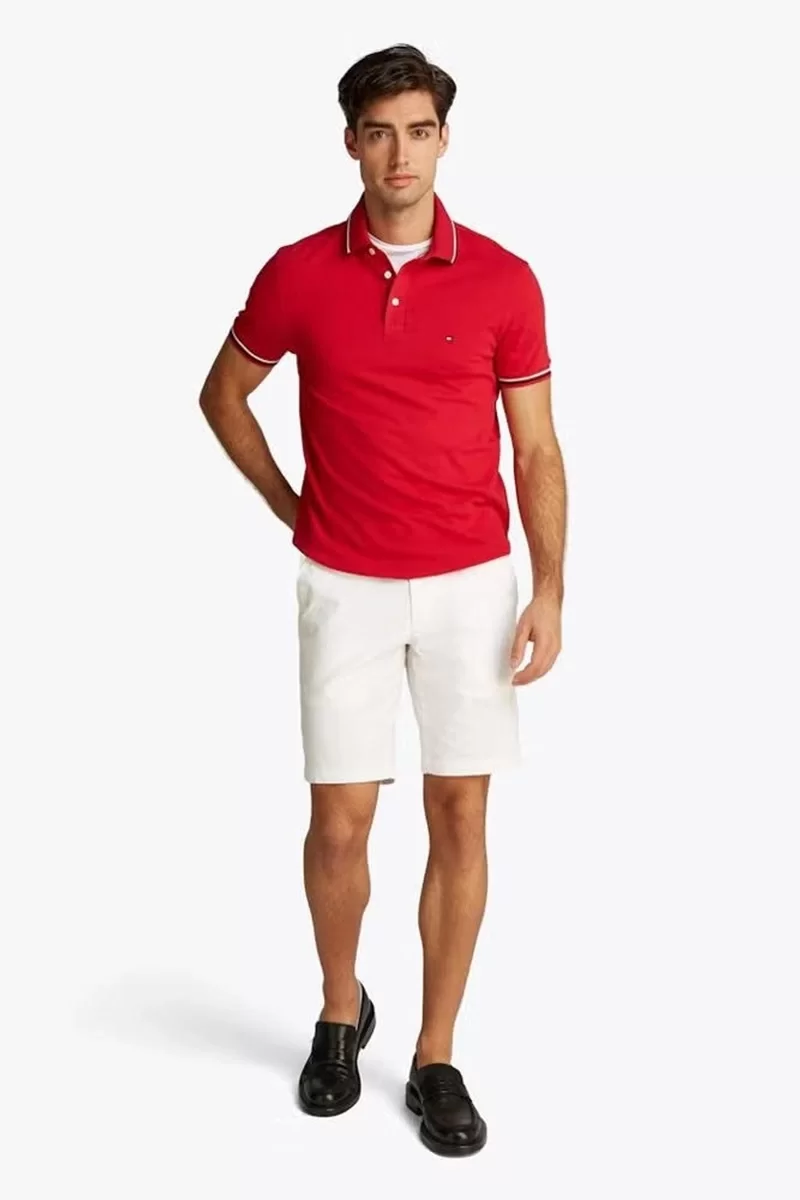 Tommy Hilfiger Erkek Kırmızı Polo Yaka Logolu T-Shirt